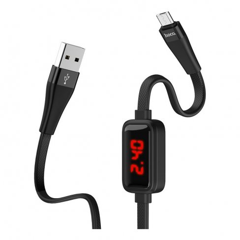 Дата-кабель Hoco S4 USB-MicroUSB (c дисплеем / таймер), 1.2 м (черный)