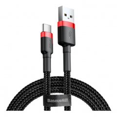 Дата-кабель Baseus Cafule Series USB-Type-C (плетеный шнур / 2 А), 2 м (черный с красным)