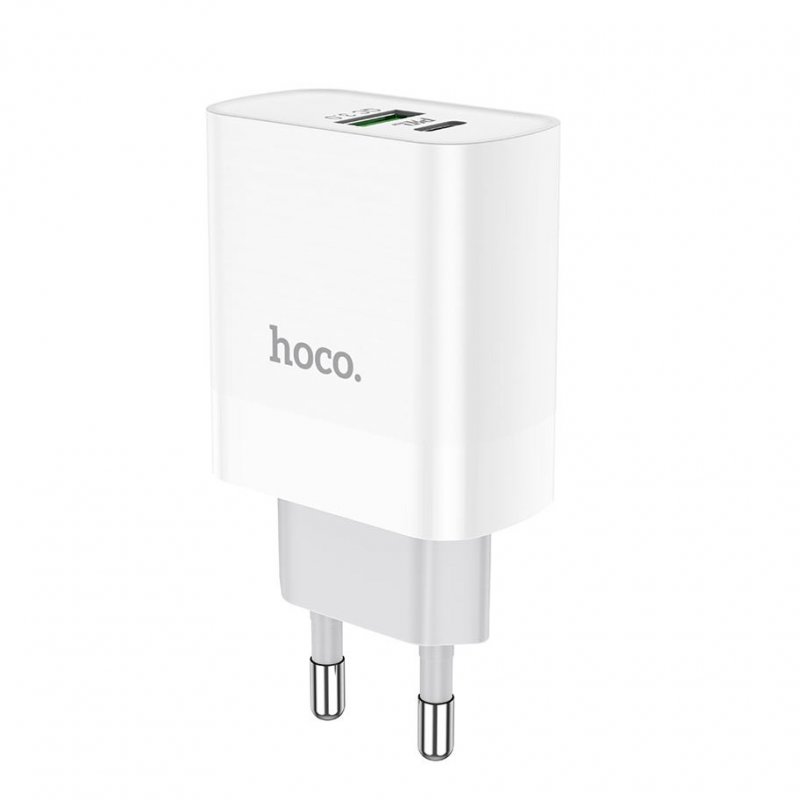 Сетевое зарядное устройство (СЗУ) Hoco C80A (USB/Type-C PD) 18 Вт/3 А, белый
