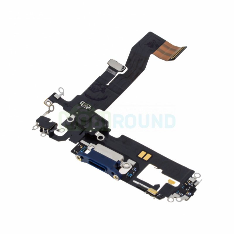 Шлейф для Apple iPhone 12 / iPhone 12 Pro + разъем зарядки/гарнитуры + микрофон, синий, AAA