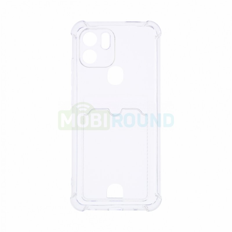 Силиконовый чехол противоударный для Xiaomi Redmi A1 Plus / POCO C50 (с картхолдером) прозрачный