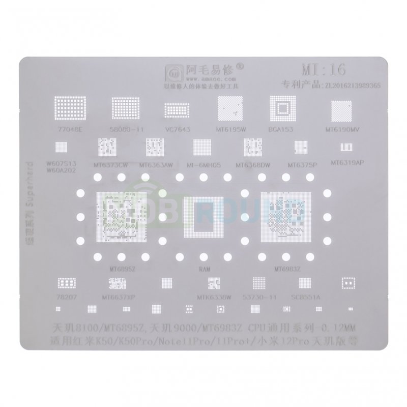Трафарет BGA 8100 MT6895Z/9000 MT6983Z CPU для Xiaomi Redmi K50 / Redmi K50 Pro / Redmi Note 11 Pro 4G и др.