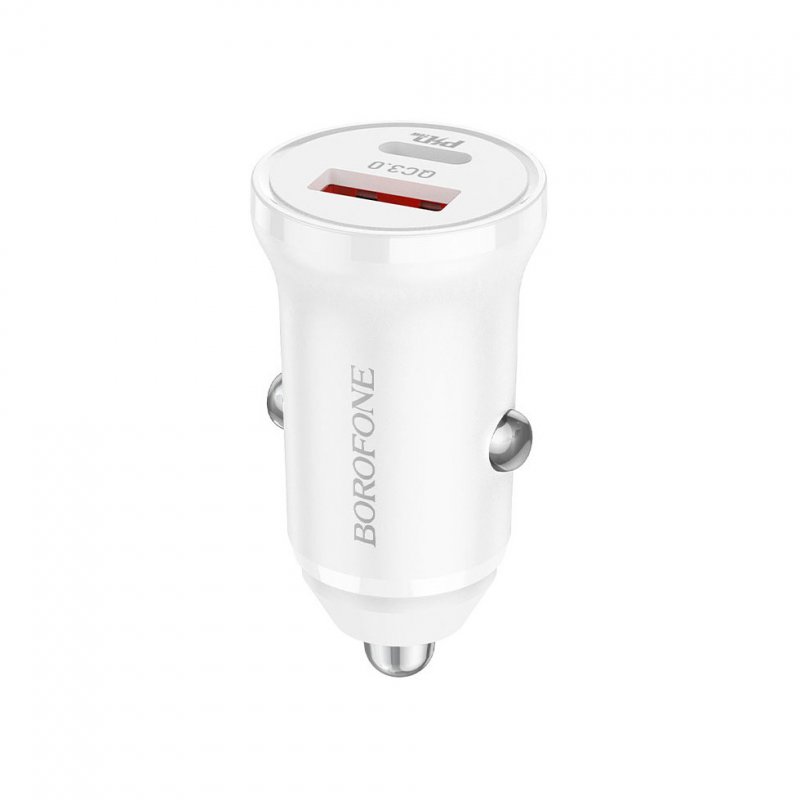Автомобильное зарядное устройство (АЗУ) Borofone BZ18A QC 3.0 (USB/Type-C PD) 3 А, белый