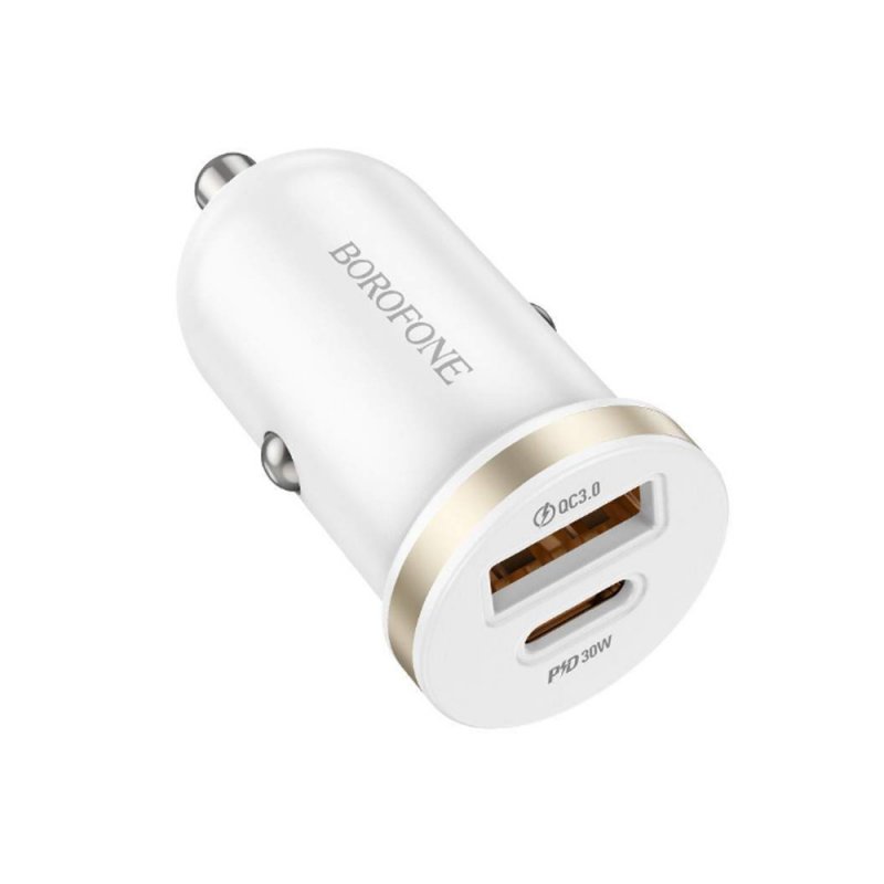 Автомобильное зарядное устройство (АЗУ) Borofone BZ22 QC 3.0 (USB/Type-C) 3 А, белый