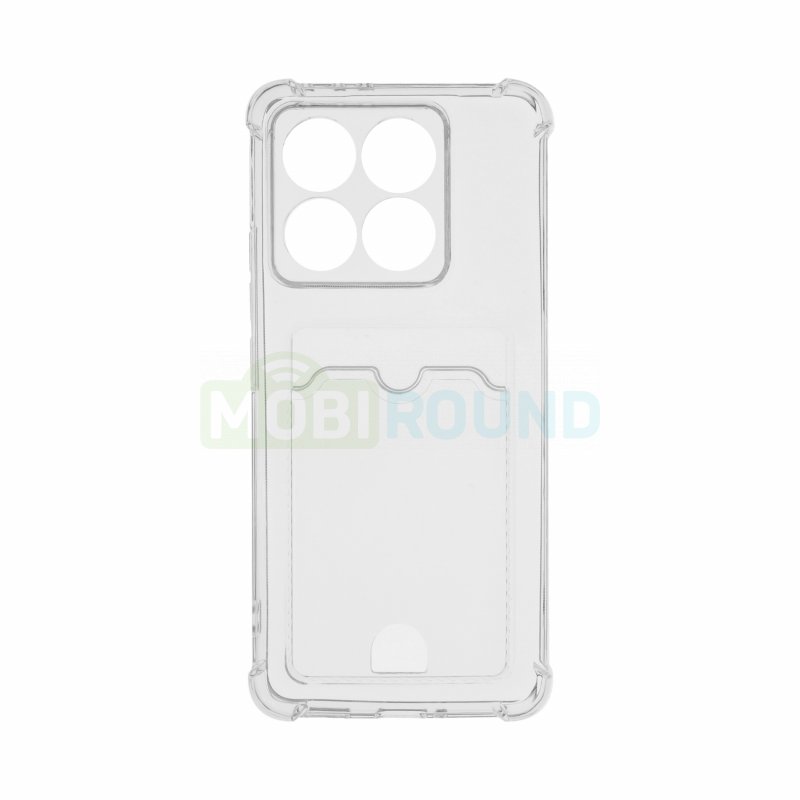 Силиконовый чехол противоударный для Xiaomi 14T 5G (с картхолдером) прозрачный