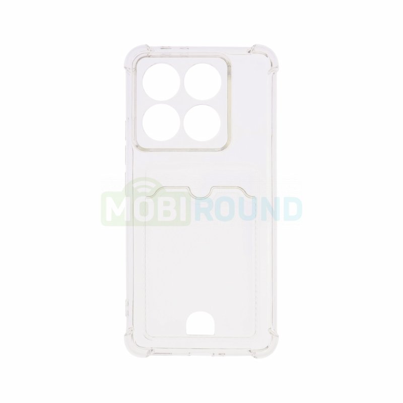 Силиконовый чехол противоударный для Xiaomi 14T Pro 5G (с картхолдером) прозрачный