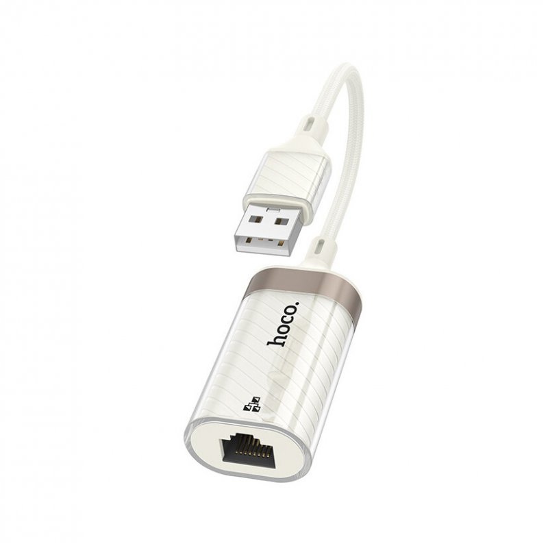 Переходник (адаптер) Hoco UA41 USB-RJ-45, белый