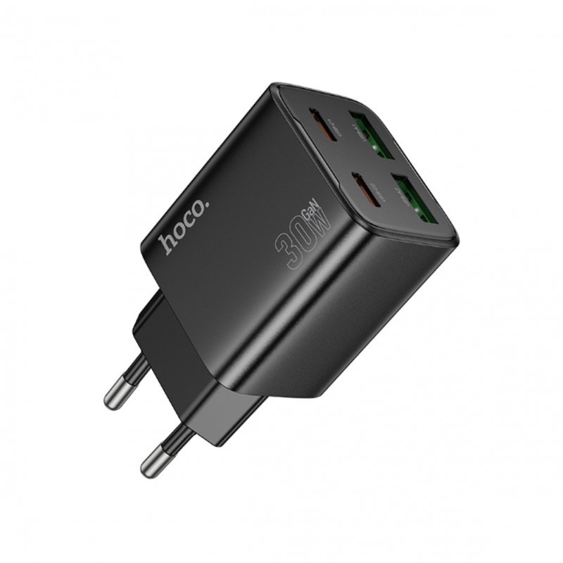 Сетевое зарядное устройство (СЗУ) Hoco N56 QC3.0 (2 USB/2 Type-C PD) 30 Вт/3 А, черный