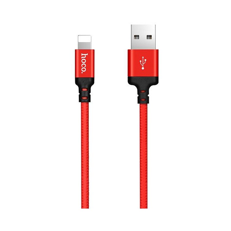 Дата-кабель Hoco X14 USB-Lightning, 1 м, красный