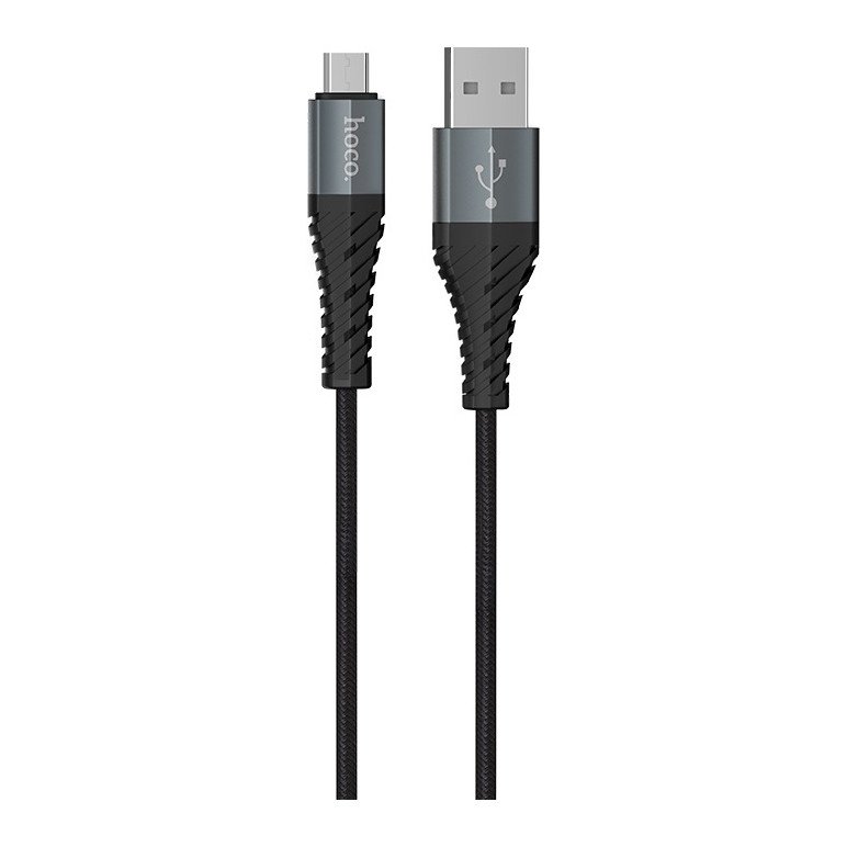 Дата-кабель Hoco X38 USB-MicroUSB (плетеный шнур) 1 м, черный