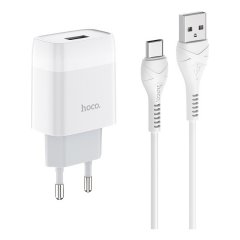 Сетевое зарядное устройство (СЗУ) Hoco C72A (USB) + кабель Type-C, 2.1 А (белый)