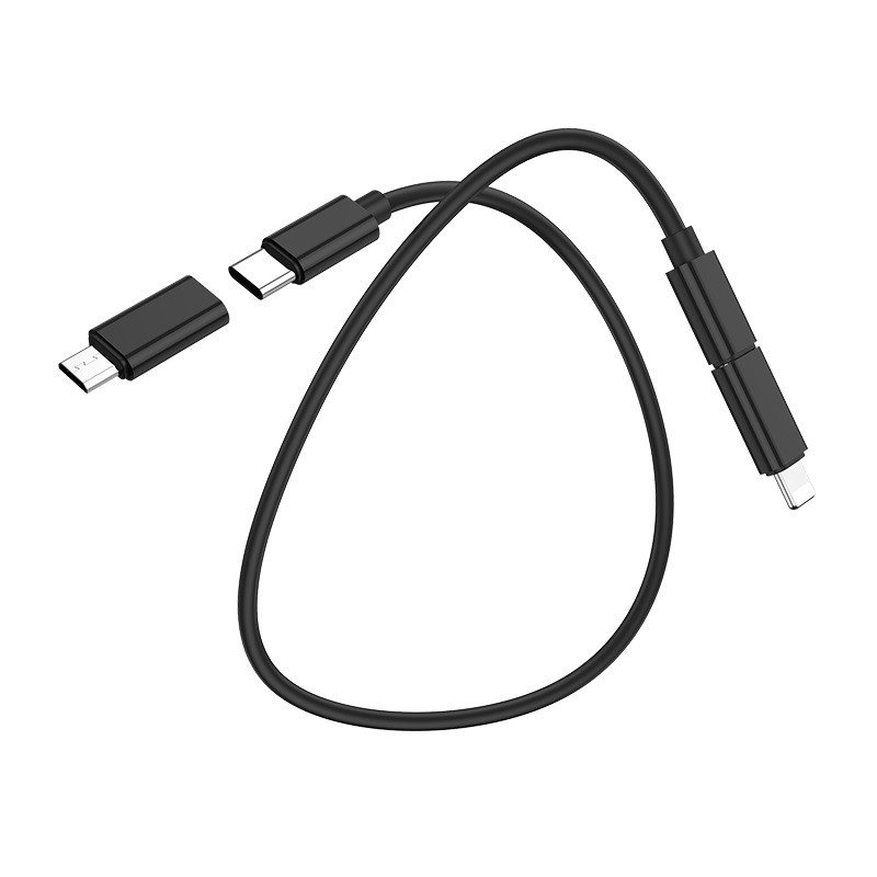 Дата-кабель Hoco U86 Type-C-Type-C (в комплекте с переходниками+подставка) 0.2 м, черный