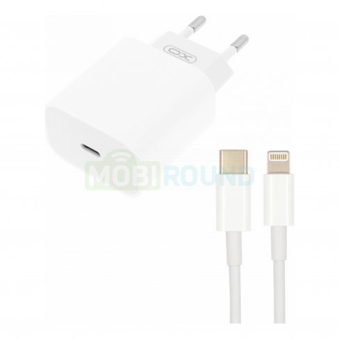 Сетевое зарядное устройство (СЗУ) XO-L77 (USB) + кабель Type-C-Lightning, 3 А