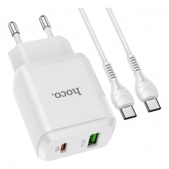 Сетевое зарядное устройство (СЗУ) Hoco N5 (USB/ype-C) + кабель Type-C-Type-C, 3 А