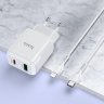 Сетевое зарядное устройство (СЗУ) Hoco N5 (USB+Type-C) + кабель Lightning-Type-C, 3 А