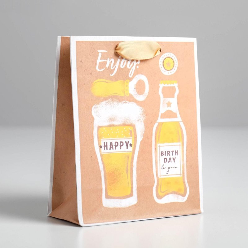 Пакет крафт подарочный "Enjoy" (S / 12x15x5.5 см)