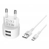 Сетевое зарядное устройство (СЗУ) Borofone BA23A (2 USB) + кабель MicroUSB, 2.4 А