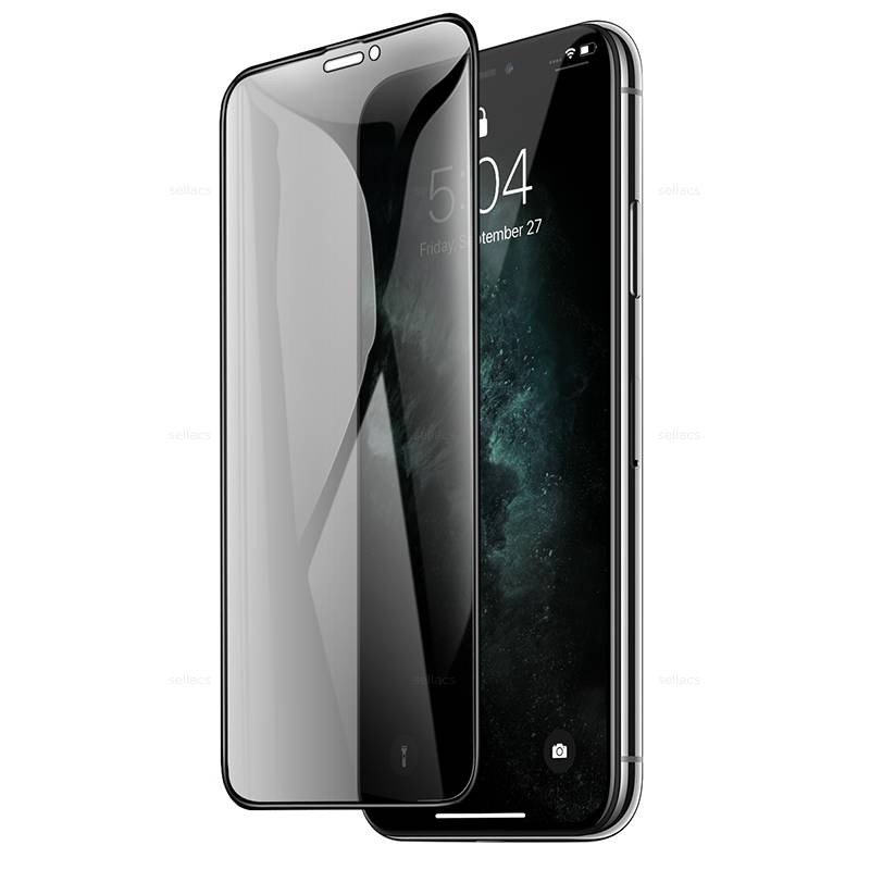 Противоударное стекло 2D Hoco G11 для Apple iPhone 14 Pro Max (полное покрытие / антишпион) черный