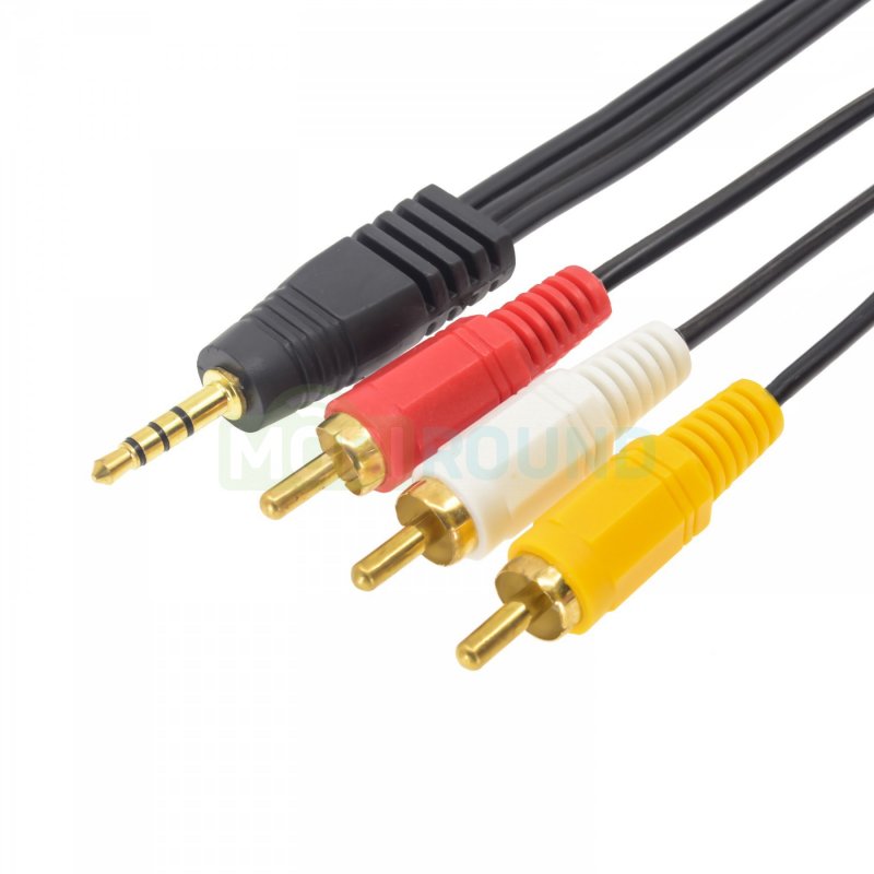 Аудиокабель 3RCA (тюльпан)-AUX 3.5 мм, 3 м, черный