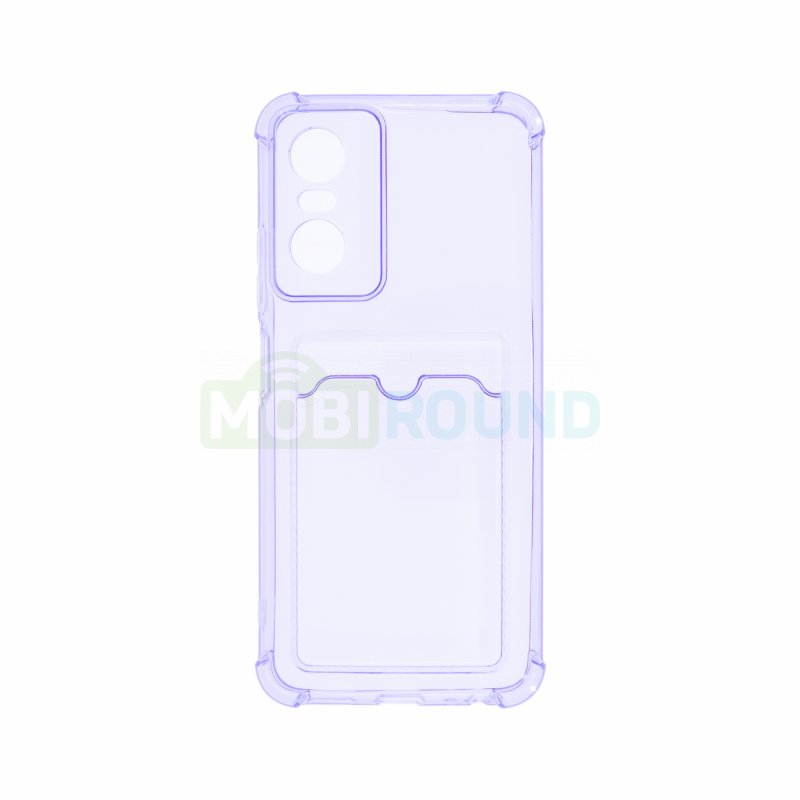 Силиконовый чехол противоударный для Tecno Pop 6 Pro (с картхолдером) сиреневый