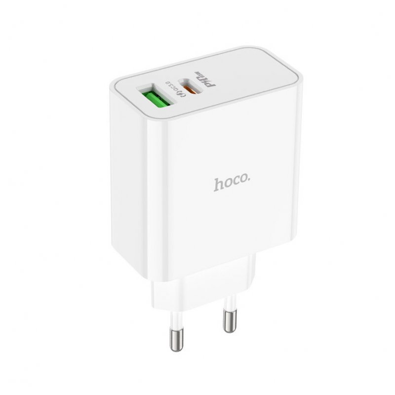 Сетевое зарядное устройство (СЗУ) Hoco C113A QC 3.0 (USB/Type-C) 65 Вт/3 А, белый