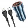 Автомобильное зарядное устройство (АЗУ) Hoco Z46A QC 3.0 (USB+Type-C) + кабель Type-C-Lightning, 3 А