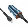Автомобильное зарядное устройство (АЗУ) Hoco Z46A QC 3.0 (USB+Type-C) + кабель Type-C-Lightning, 3 А