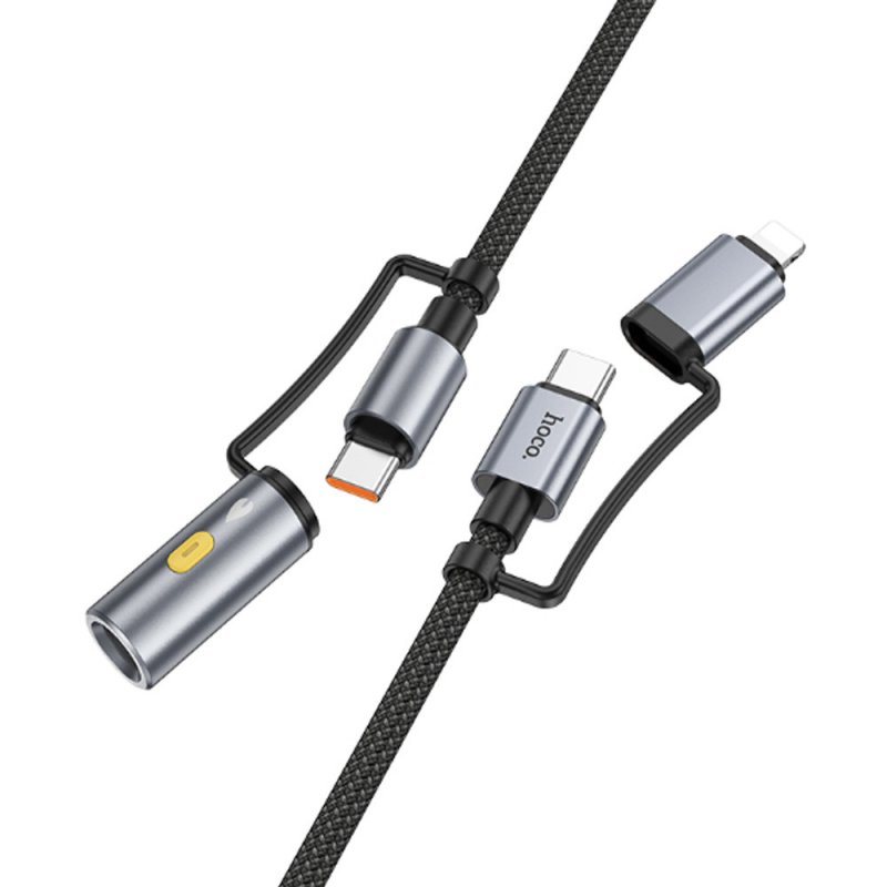 Дата-кабель Hoco U138 Type-C/Lightning-Type-C/прикуриватель, 1.2 м, черный