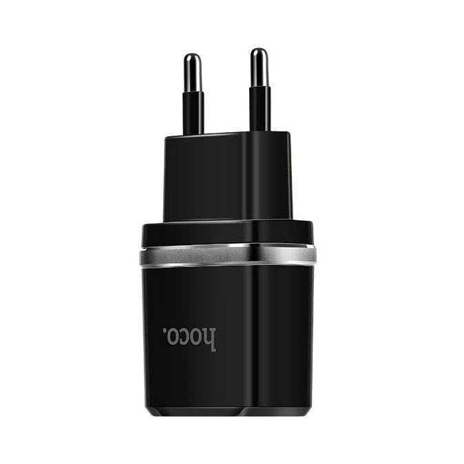 Сетевое зарядное устройство (СЗУ) Hoco C12 (2 USB) 2.4 А, черный