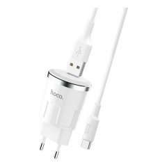 Сетевое зарядное устройство (СЗУ) Hoco С37A (USB) + кабель Type-C, 2.4 А (белый)