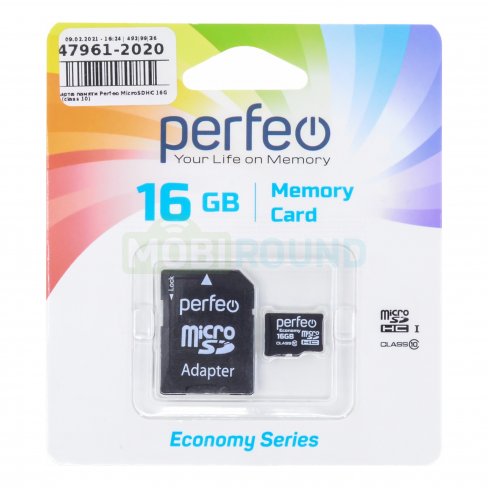 Карта памяти Perfeo MicroSDHC 16Gb (class 10)