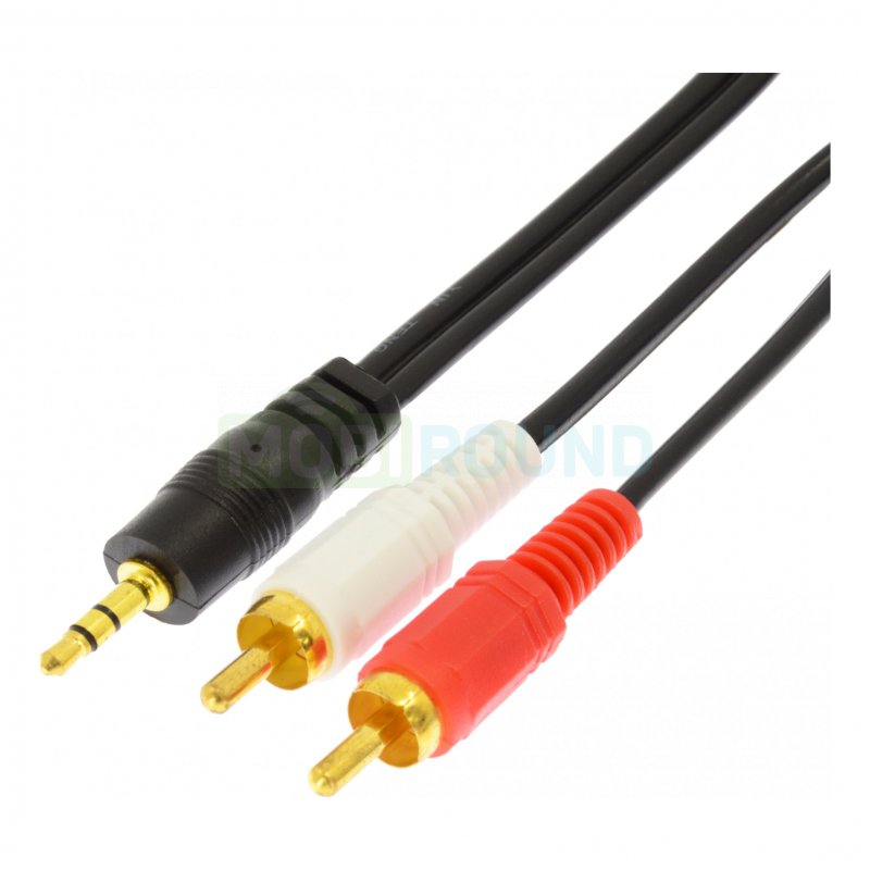 Аудиокабель 2RCA (тюльпан)-AUX 3.5 мм, 3 м