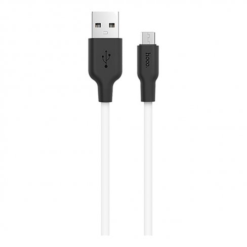 Дата-кабель Hoco X21 Plus USB-MicroUSB (высокопрочный / силикон), 1 м (белый с черным)
