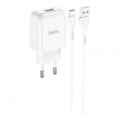 Сетевое зарядное устройство (СЗУ) Hoco N2 Vigour (USB) + кабель Type-C, 2 А (белый)