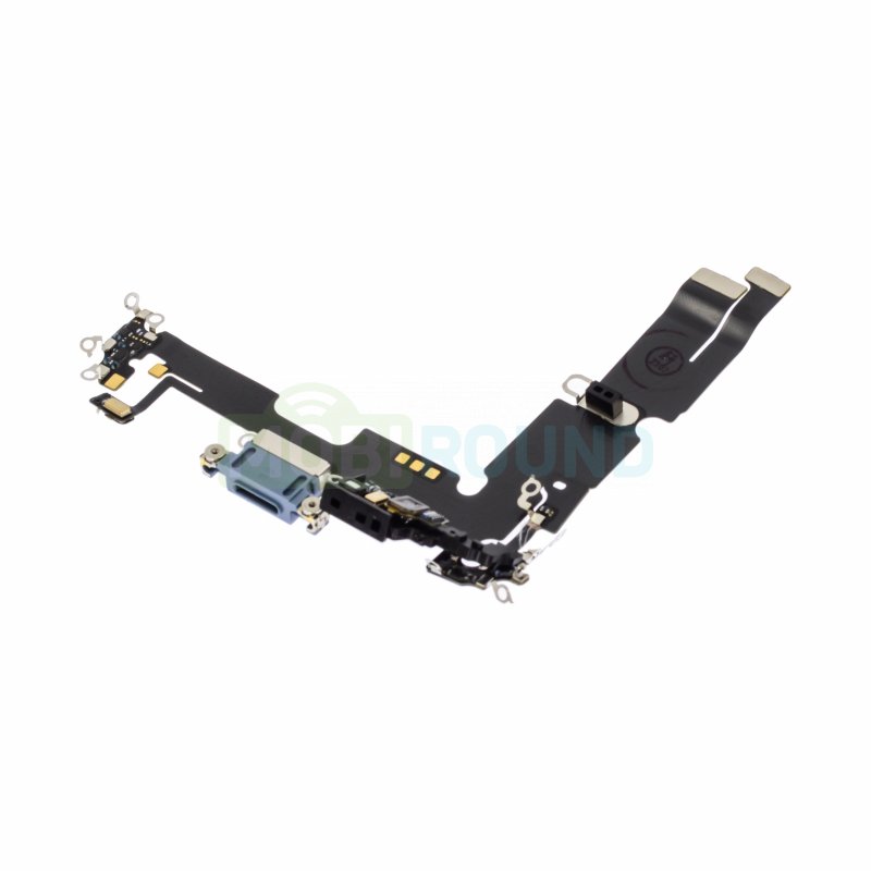 Шлейф для Apple iPhone 14 Plus + разъем зарядки/гарнитуры + микрофон, синий, AAA