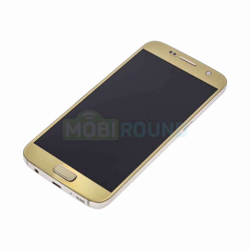 Дисплей для Samsung G930 Galaxy S7 (в сборе с тачскрином) в рамке, золото, AAA