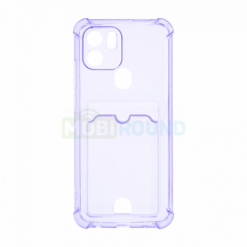 Силиконовый чехол противоударный для Xiaomi Redmi A1 Plus / POCO C50 (с картхолдером) фиолетовый