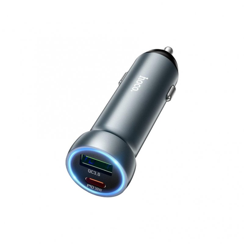 Автомобильное зарядное устройство (АЗУ) Hoco Z54A QC3.0 (USB/Type-C) 3 А, серый