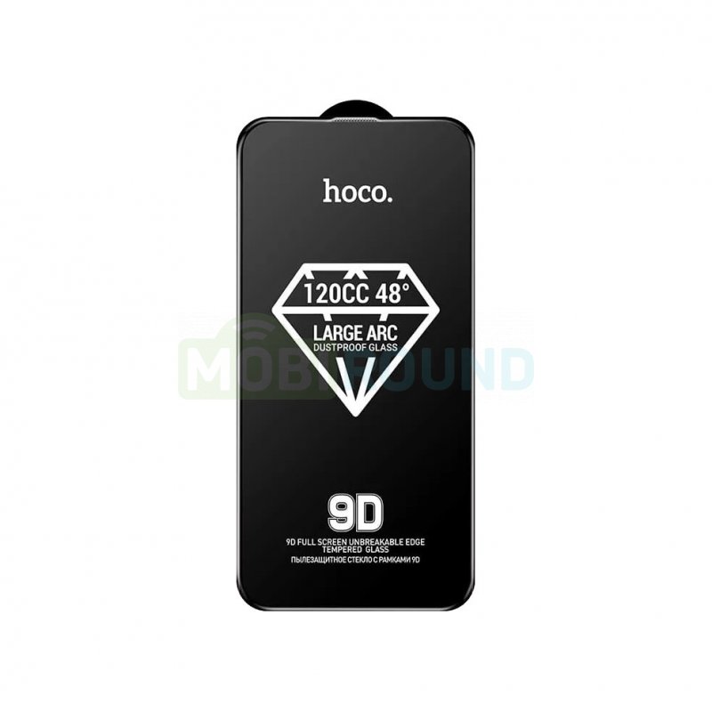 Противоударное стекло 2D Hoco A34 для Apple iPhone 15 Pro Max (полное покрытие / сеточка на динамик / защита от пыли) черный