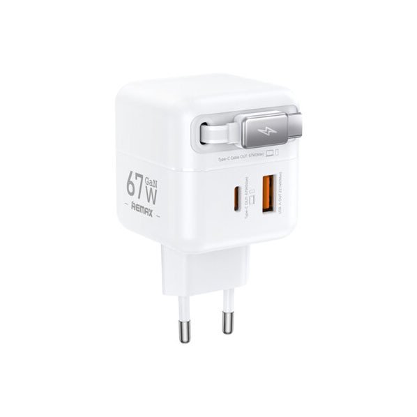 Сетевое зарядное устройство (СЗУ) Remax CA01 (USB/Type-C PD) (кабель Type-C) 67 Вт, белый