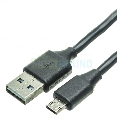 Дата-кабель USB-MicroUSB (2-сторонние коннекторы), 1 м (черный)