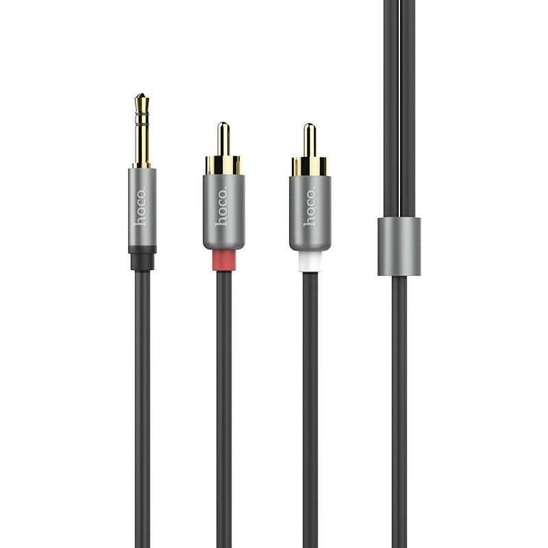 Аудиокабель Hoco UPA10 AUX 2RCA (тюльпан)-3.5 мм, 1.5 м, черный
