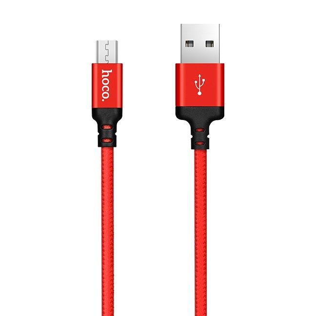 Дата-кабель Hoco X14 USB-MicroUSB, 1 м, красный
