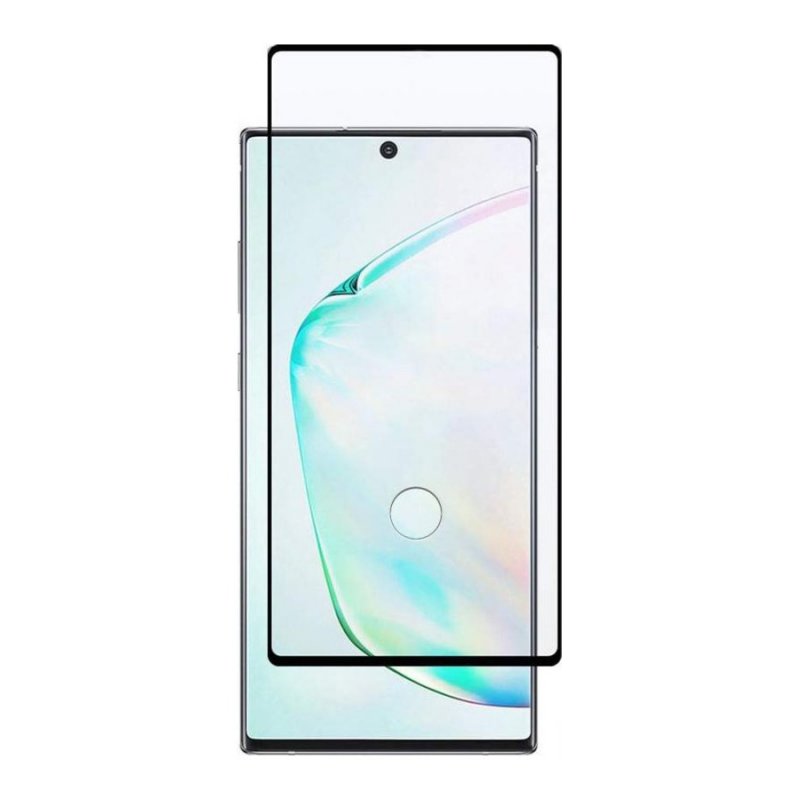 Противоударное стекло 3D для Samsung N970 Galaxy Note 10 (полное покрытие / полный клей) (c вырезом для работы отпечатка) пальца, черный