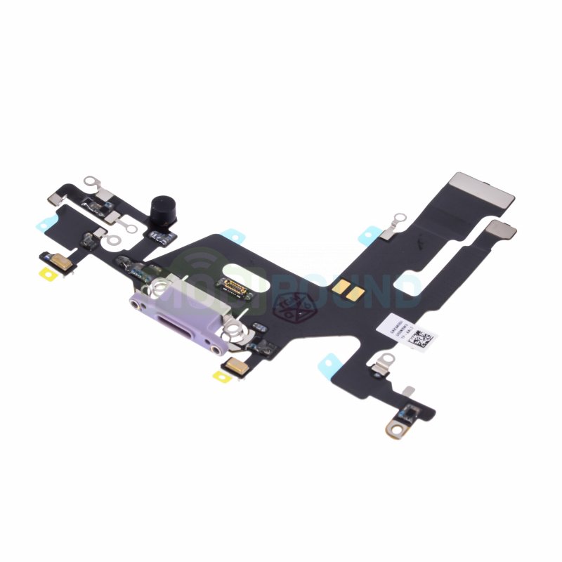 Шлейф для Apple iPhone 11 + разъем зарядки/гарнитуры + микрофон, фиолетовый, AAA