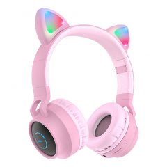 Наушники полноразмерные беспроводные Hoco W27 Cat Ear Wireless Headphones (Bluetooth) (розовый)