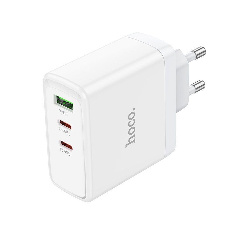 Сетевое зарядное устройство (СЗУ) Hoco N30 QC 3.0 (USB/2 Type-C PD) 65 Вт/3 А, белый