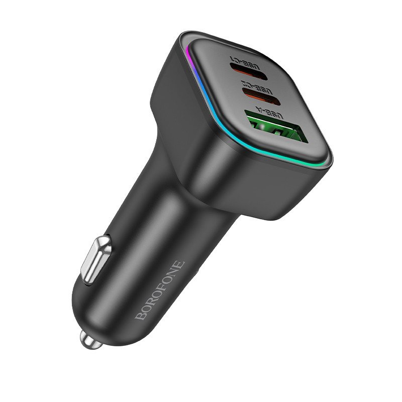 Автомобильное зарядное устройство (АЗУ) Borofone BZ28C QC 3.0 (USB/2 Type-C) 3 А, черный