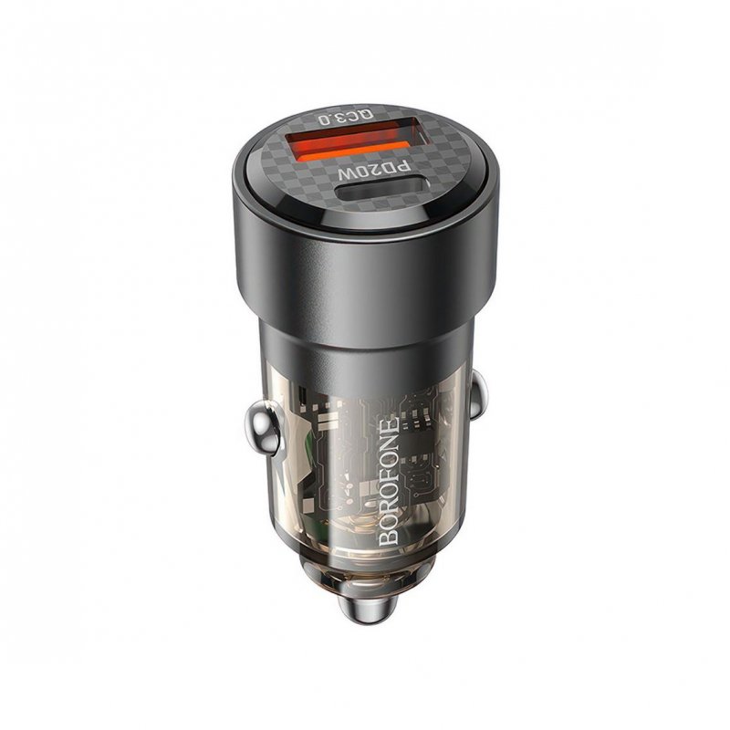 Автомобильное зарядное устройство (АЗУ) Borofone BZ20A QC 3.0 (USB/2 Type-C) 3 A, черный