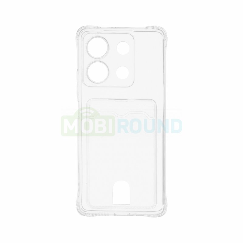 Силиконовый чехол противоударный для Xiaomi Redmi Note 13 5G (с картхолдером) прозрачный